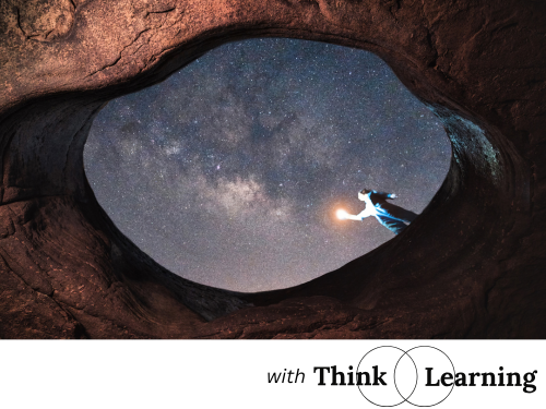 View of starry sky seen from within a cave